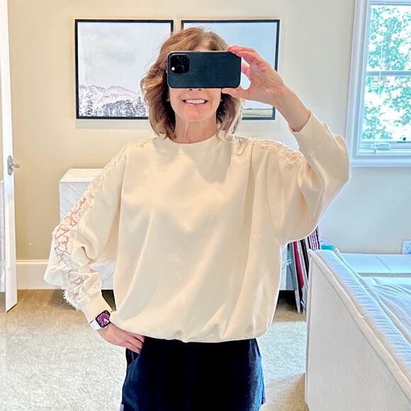 GIVENCHY Lace Insert Sweatshirt S - Picture 3 of 10